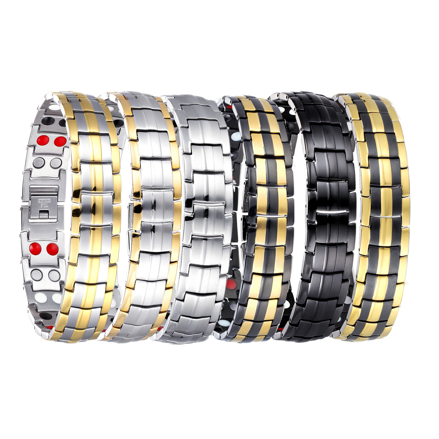 Cross-Border special fashion simple titanium steel bracelet turtle back stainless steel bracelet titanium magnetic negative ion energy Men's bracelet