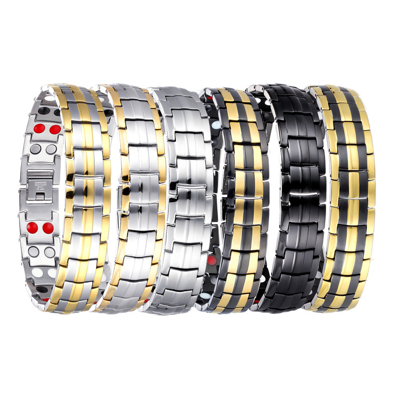 Cross-Border special fashion simple titanium steel bracelet turtle back stainless steel bracelet titanium magnetic negative ion energy Men's bracelet