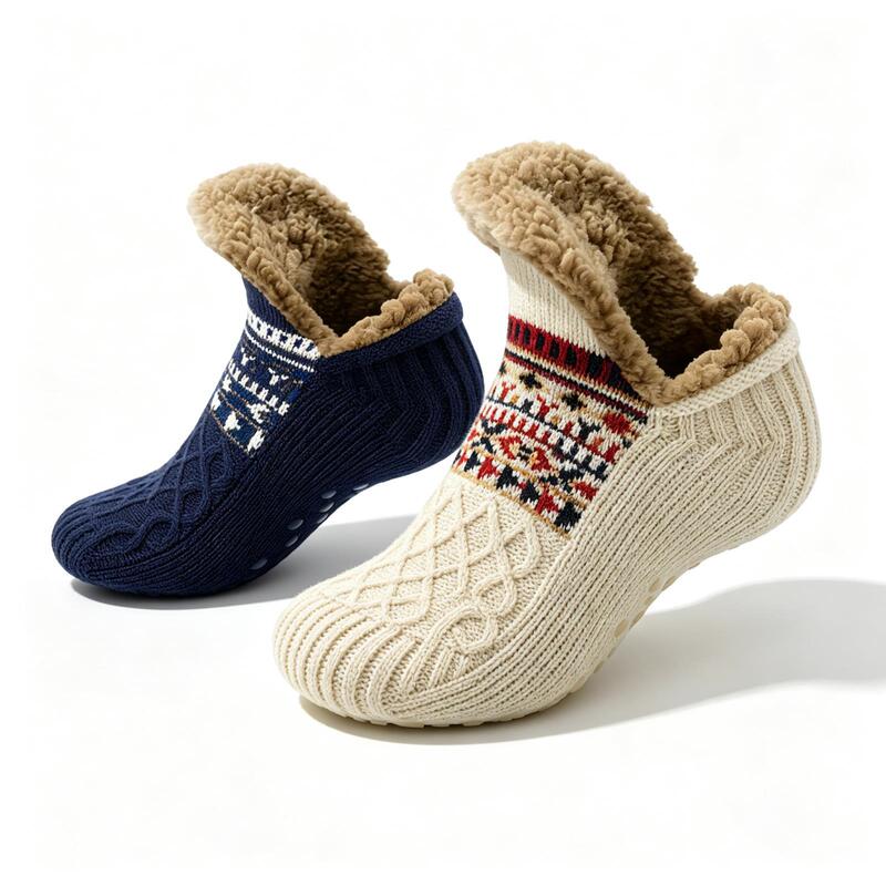 Foreign trade footwear and socks, warm and thick, men's plush indoor slippers, women's fluffy non-slip socks, floor-friendly, unisex lining Foreign trade footwear and socks, warm and thick, men's plush indoor slippers, women's fluffy non-slip socks, floor-friendly, unisex lining