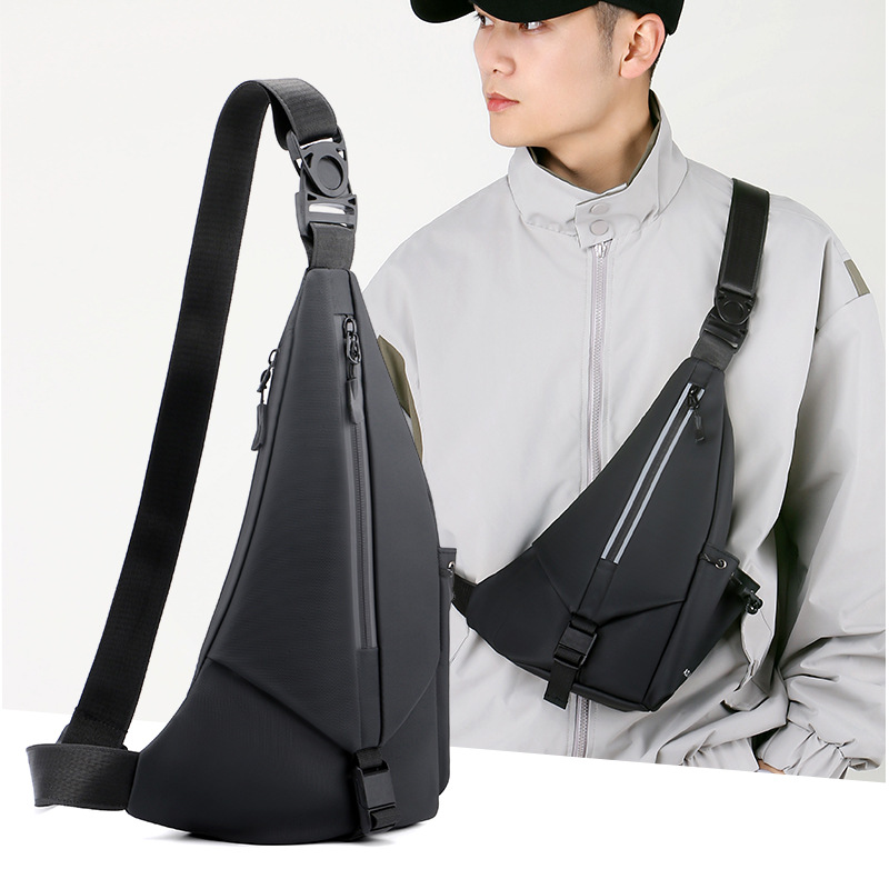 Skin film chest bag, men's casual backpack, one shoulder chest bag reflective chest bag, anti splash diagonal cross chest bagcommuting small backpack_voghion.com