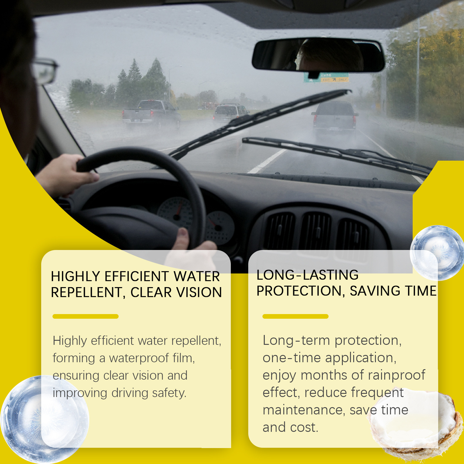 homonth Car Glass Anti-Rain Anti-Fog Cleaning Coating Agent Car Windshield Cleaning Anti-Rain Fog Spray