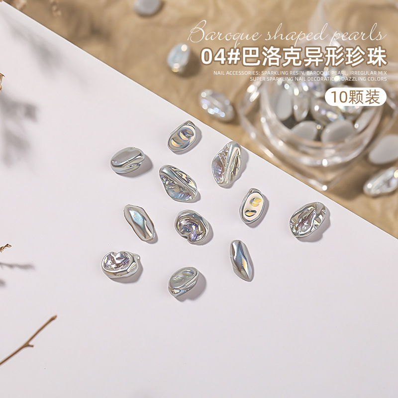 Popular nail art Barroco especial-en forma de perla imitación Shell resina no agujero resalte conjunto mixto accesorios de perforación de uñas al por mayor