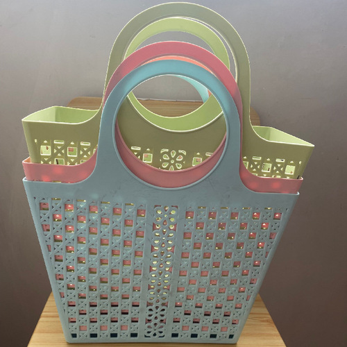 Bath Basket Hand Basket Soft Plastic Bathroom Bath Basket Women's Wash Bath Blue Storage Basket Frame Dirty Clothes Laundry Basket