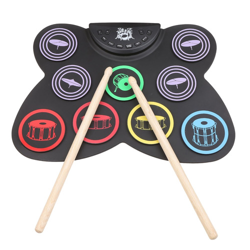  New Colorful Roll Electronic Drum for Children and Adults, Beginner-Friendly Foldable Jazz Drum, Silicone Desktop Drum