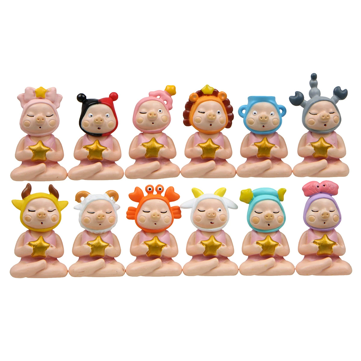 Свинья Дженни, 12 созвездий, держащая золотую звезду удачи, фигурка свиньи Джени, креативная милая ландшафтная кукла, настольная кукла