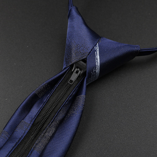 Tie men's zipper style business professional working security guard wedding groom student blue gray 7cm knot-free lazy man