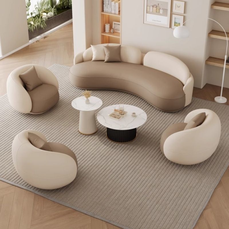Beauty Salon Sofa Cream Style Apartment B&B Home Office Negotiation Beauty Salon Reception Negotiation Area Curved Sofa