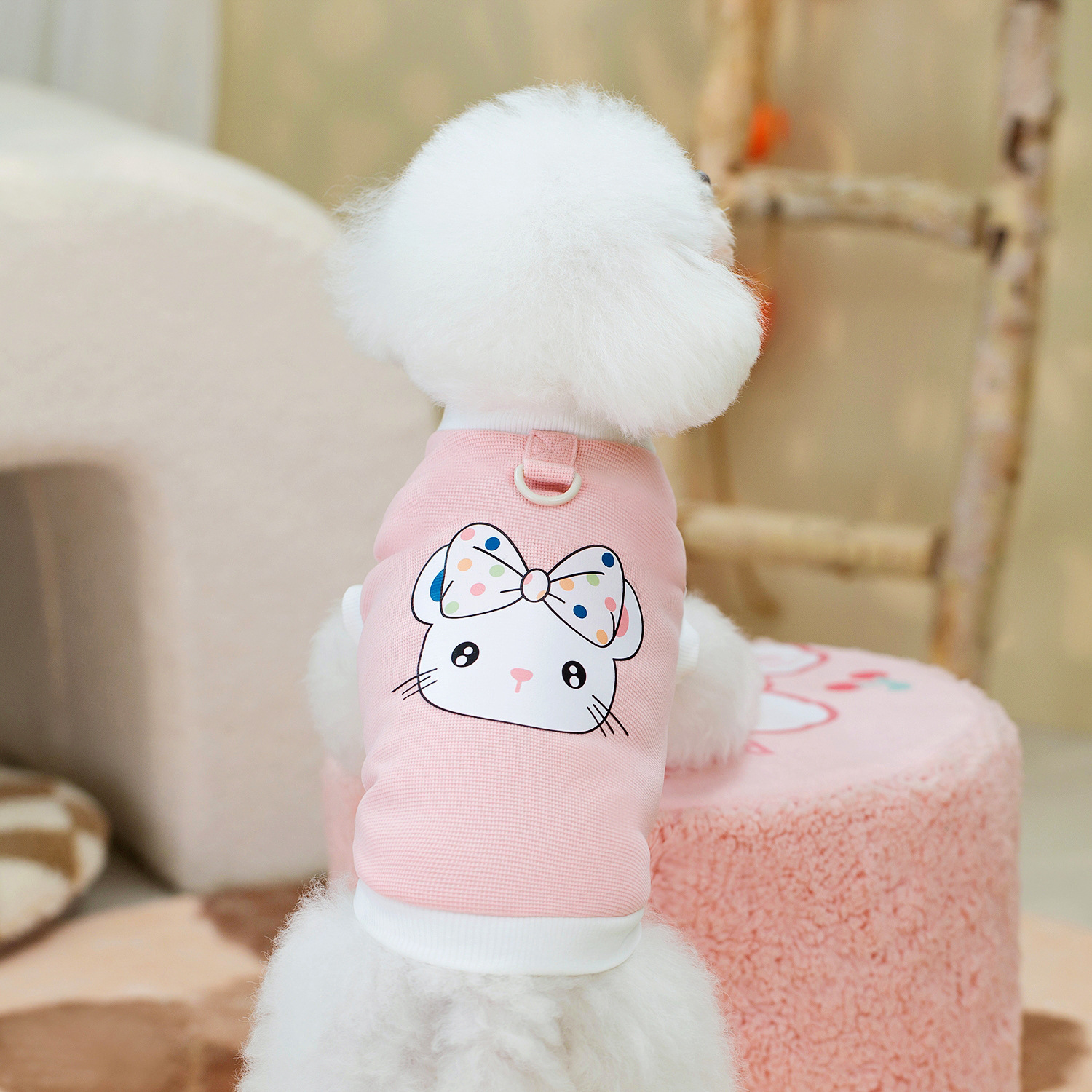 Perro mascota ropa para perros ropa para mascotas primavera y verano bichón peluche chaleco para mascotas tirantes camiseta con estampado de waffle