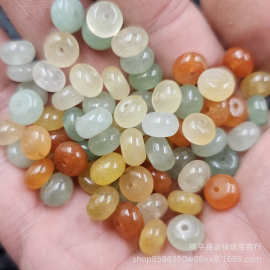 新疆和田金丝玉算盘珠玉石散珠东陵玉石英岩玉隔片隔片隔珠饰品珠