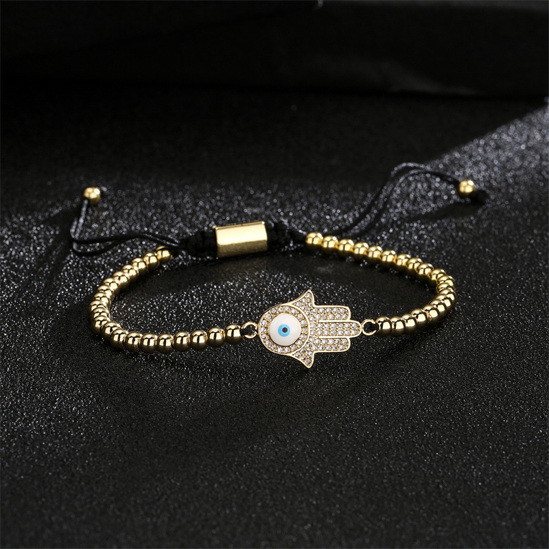 Simple Style Devilu0027S Eye Heart Shape Copper Pearl Inlay Zircon Bracelets 1 Piece