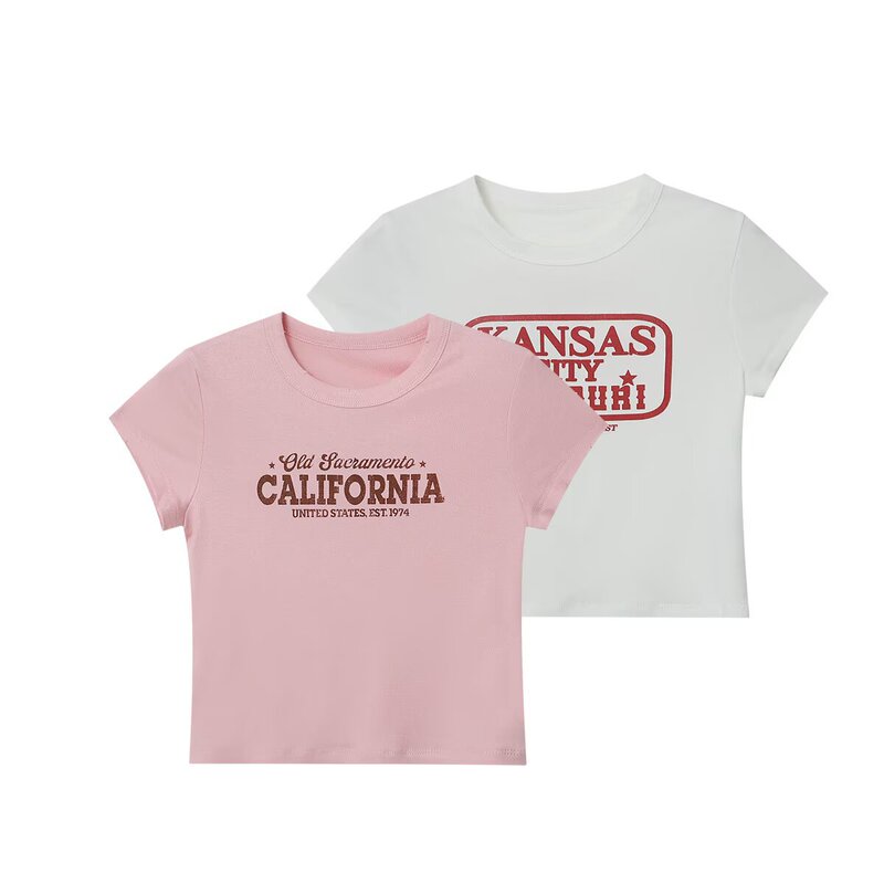 Pb&Za Women's 2025 Summer New Style Modal and Cotton Blended Printed Round Neck Short-Sleeved T-Shirt 5643203