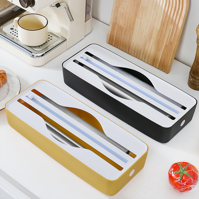 201 Two-In-One Plastic Wrap Cutter Double-Layer Plastic Wrap Tinfoil Cutter Plastic Wrap Cutting Box Storage Rack