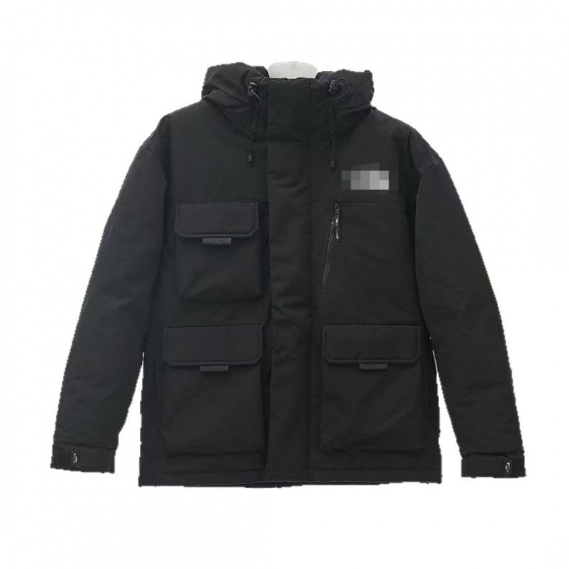 High-end new style North Face workwear down jacket with diagonal zipper pockets, stand-up collar, matching couple's design, hooded, fashionable and versatile outerwear High-end new style North Face workwear down jacket with diagonal zipper pockets, stand-up collar, matching couple's design, hooded, fashionable and versatile outerwear