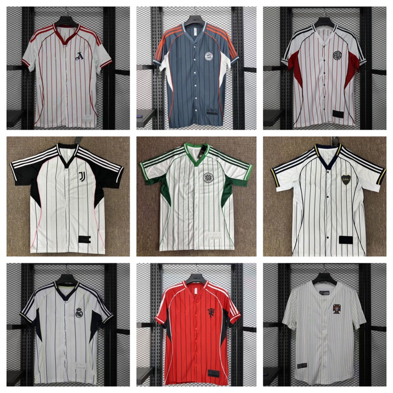 Cross-Border Retro Baseball Uniform Paris Chelsea Arsenal Real Madrid Manchester United Portugal Loose V Neck Sports Jersey