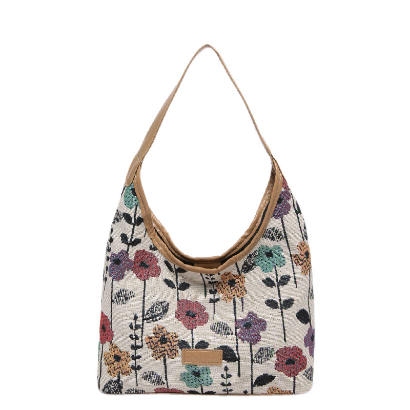 Modas pequeñas frescas de verano nuevas bolsas de tela de gran capacidad impresas casuales simples bolsas de bolsas