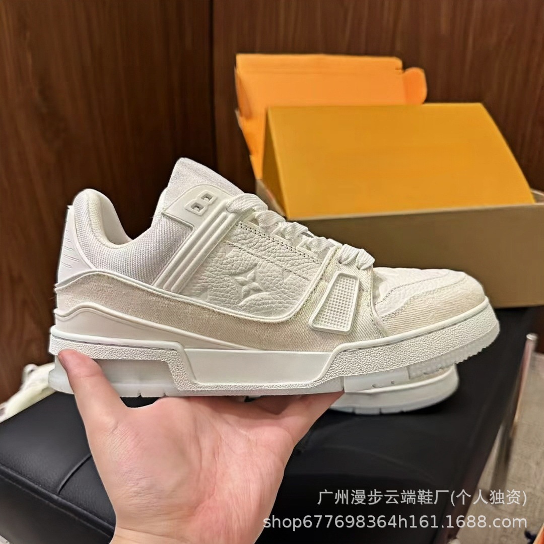 Pure Source Guangzhou Top Trainer, zapatos de skate para parejas, paquete completo de zapatos casuales de cuero para hombres y mujeres.