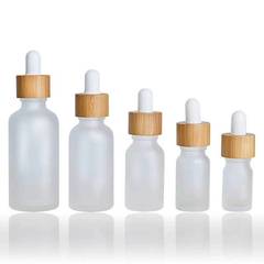 つや消しエッセンシャルオイルボトル竹木リング透明分注ボトルガラス化粧品分注小サンプルボトル10mlゴムドリップボトル