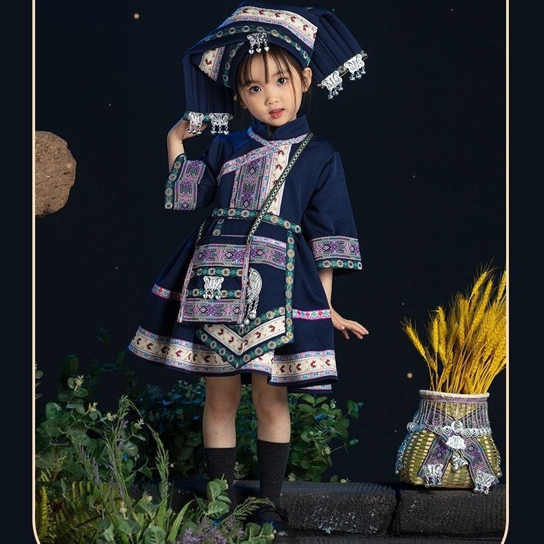 三月三民族广西苗族瑶族民族女童服饰壮族幼儿洛丽塔蓬蓬表演服