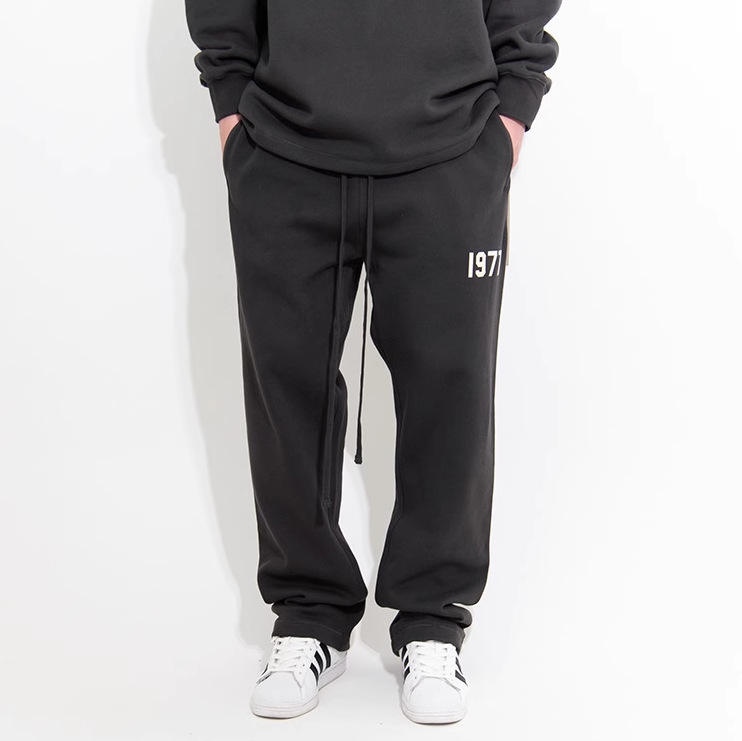 1977 Straight Pants Digital Flocking High Street Fog Loose Floating Rope Pants Youth Casual Sweatpants Sports Pants Trendy Men
