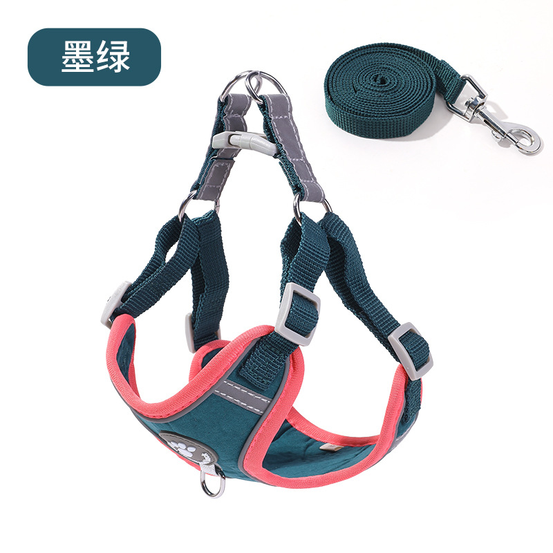 Correa de pecho de tracción para mascotas deerskin terciopelo reflectante a prueba de explosiones correa de pecho perro fuera de tracción ventas directas de fábrica en stock