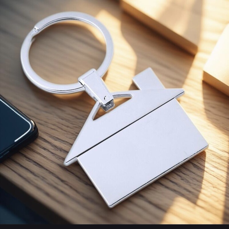 Factory Direct Sales Metal House Keychain Real Estate Promotional Gifts Can Be Laser Engraved with Customized Logo