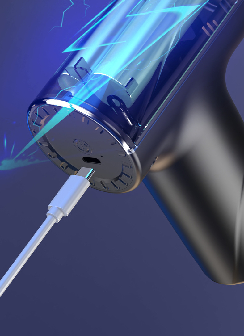 Evde kullanım için çift başlıklı fasya tabancası, USB siyah VTT elektrikli masaj aleti, kas gevşetici mini fitness masaj aleti, sınır ötesi.