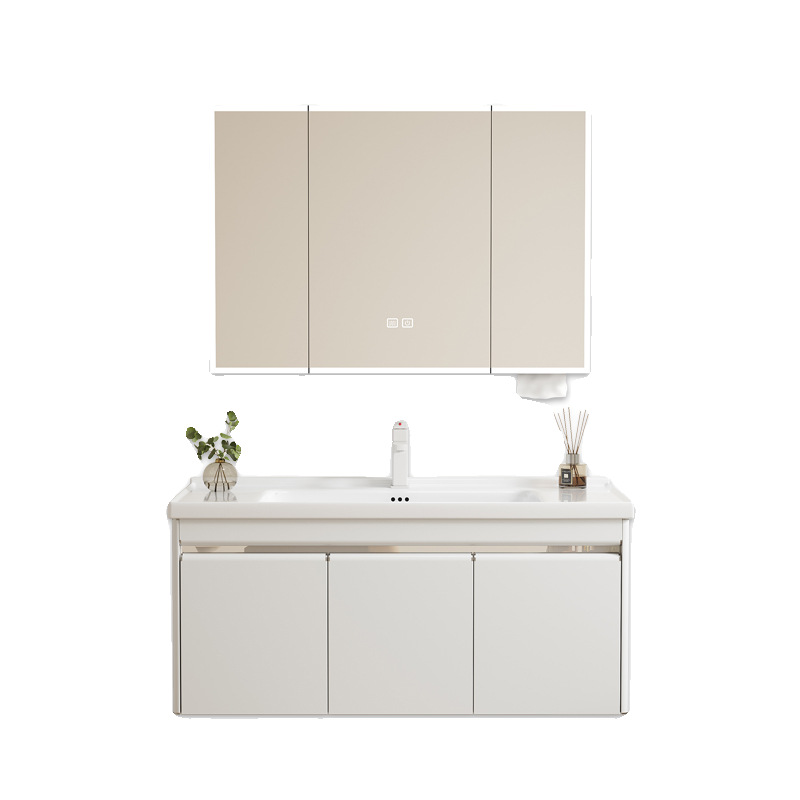 gabinete de baño de acero inoxidable cerámica integral lavabo gabinete combinación de baño inteligente