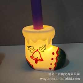 跨境圣诞节万圣节可爱靴子香薰烛台创意家用室内卧室氛围摆件礼物