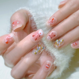 New Christmas Cute Wear A Patch Cartoon Nail Art Elk Christmas Tree False Nail Patch A Pieces A97