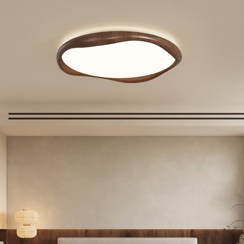 Luz de techo de dormitorio medieval retro de alta gama americana retro color nuez simple super brillante protección de los ojos sala lámpara Zhongshan