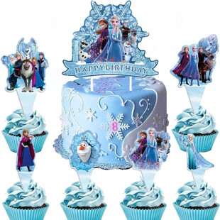 Frozen birthday decoration Aisha princess cake plug-in Snow King theme birthday party cake top decoration