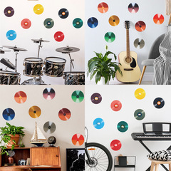 外貿彩色音樂唱片音樂教師宿舍臥室家居裝飾牆貼貼紙自粘批發跨境