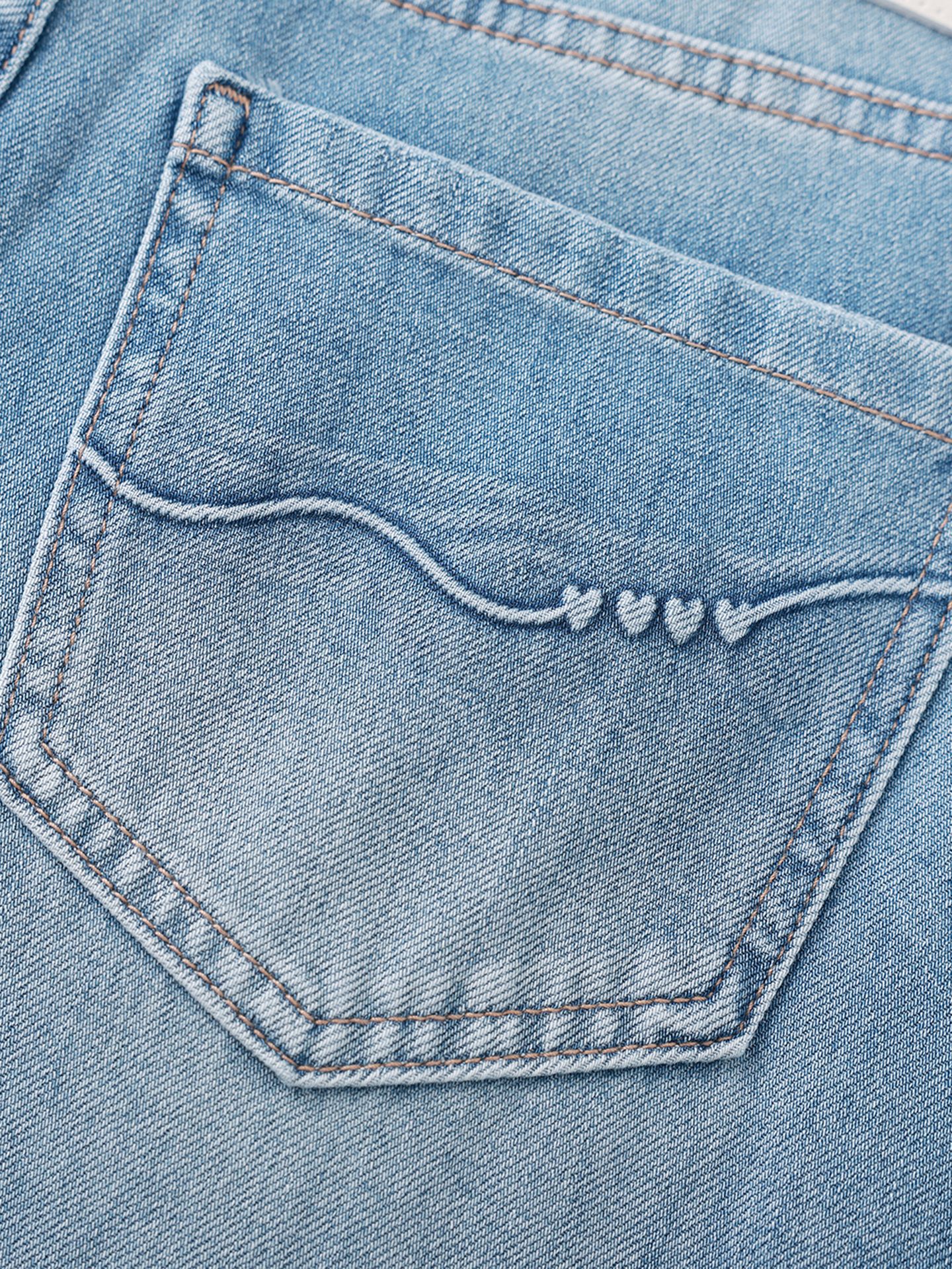 Quần jean nữ cạp cao ống rộng chất liệu cotton pha sợi co giãn mềm mại — xanh lam