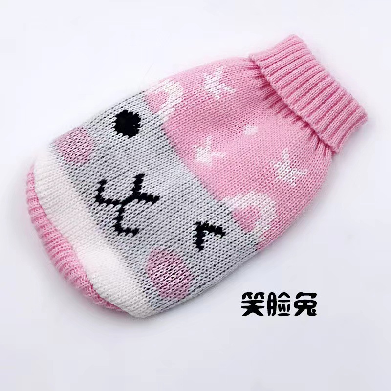 Ropa para mascotas multi-color de lana de punto ropa de gato de dos piernas de solapa caliente casual mascota suéter de una sola pieza de entrega