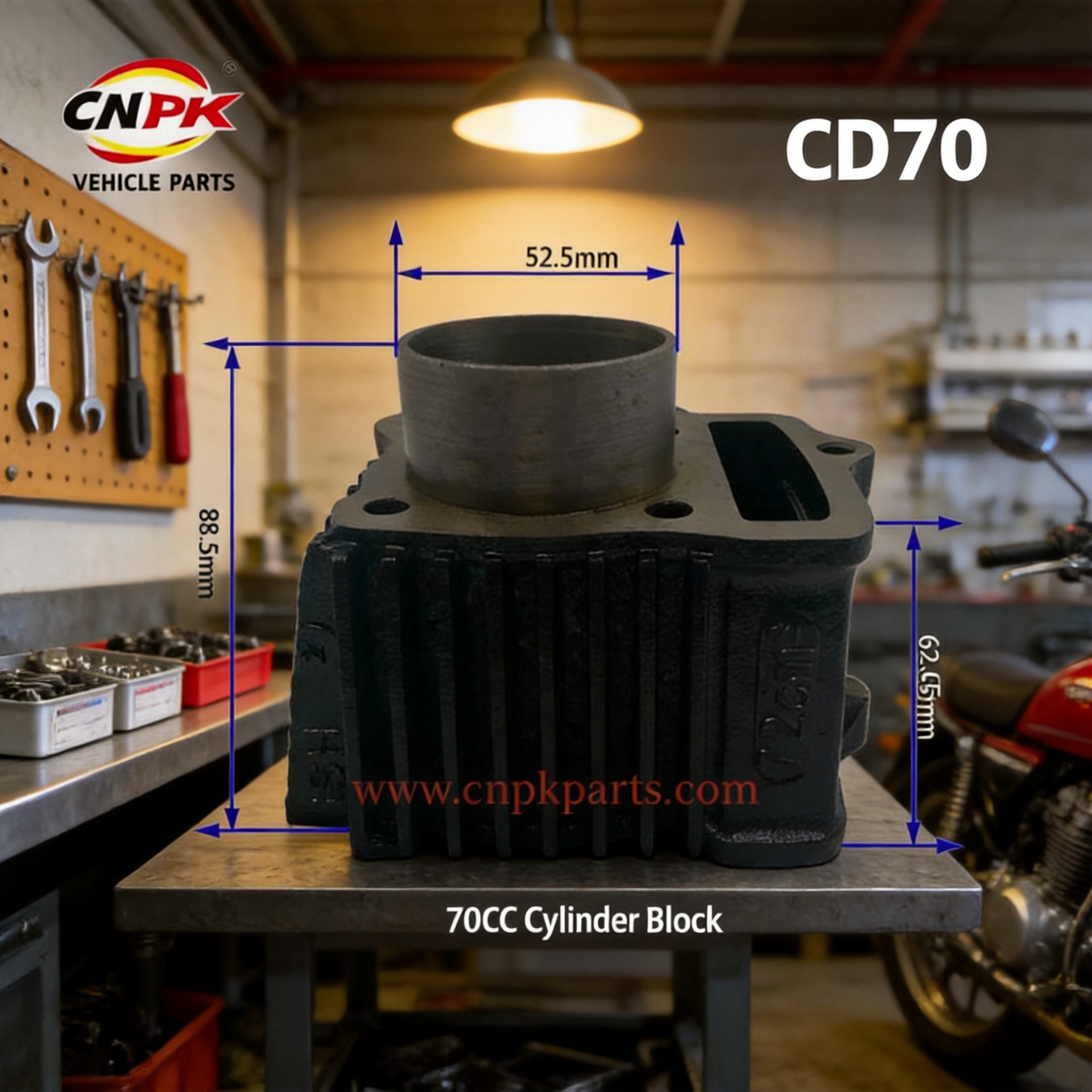 CD70 motorcycle cylinder block, engine parts compatible with JH70; please contact customer service for bulk pricing