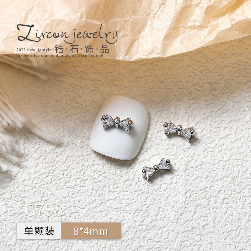 En LÍNEA DE MANICURA de la celebridad francés arco tridimensional uñas fototerapia avanzada cristal decorativo tamaño pequeño metal joyería diamante circón