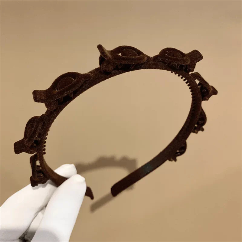 78#Flocked brown hairband