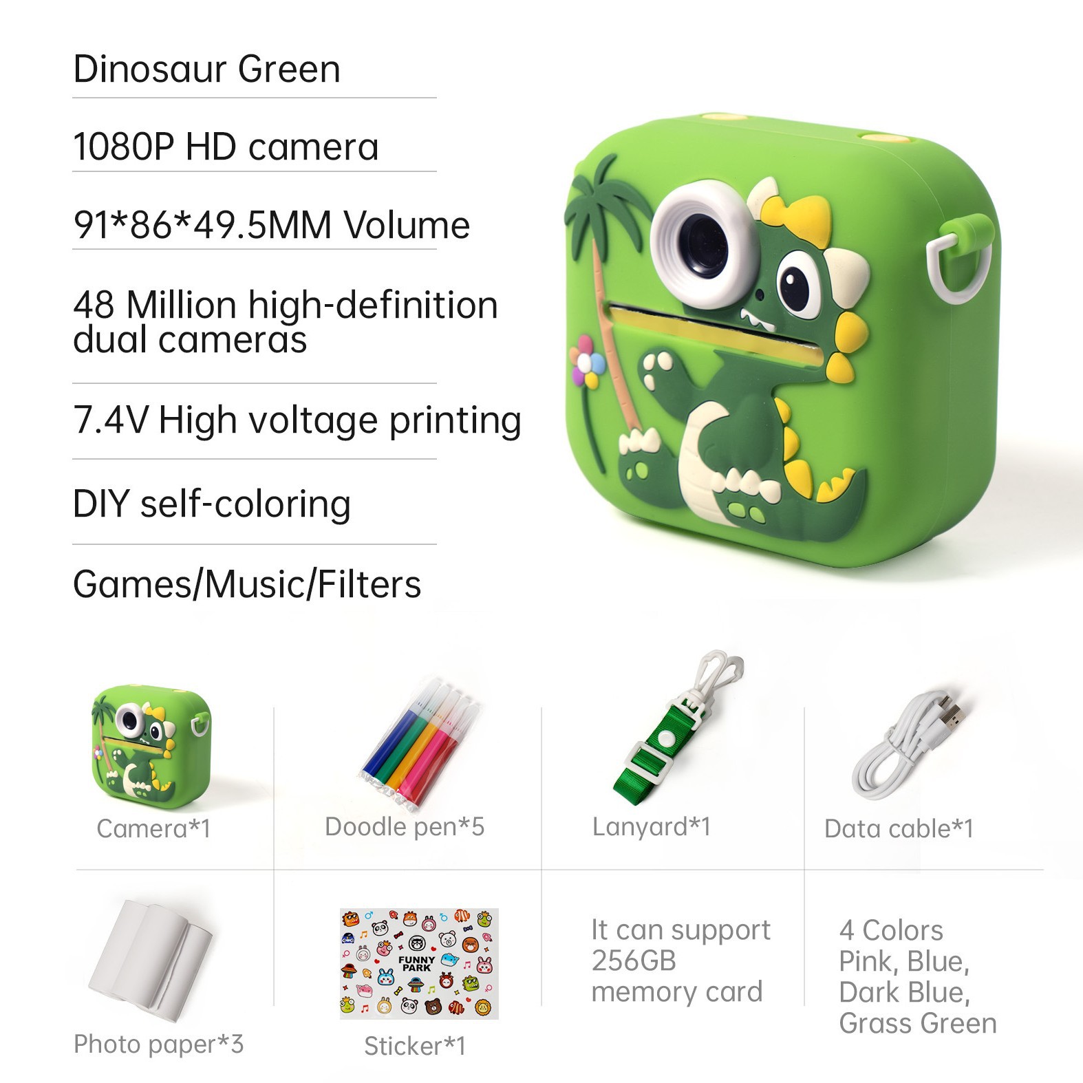 Nueva cámara digital para niños Polaroid P9 transfronteriza lindo mini niño regalo de cámara de impresión HD