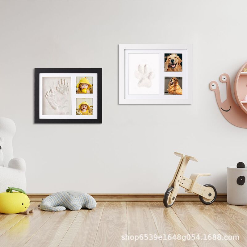 Pet paw print commemorative photo frame for hand and foot prints, suitable for babies, couples, dogs, and cats