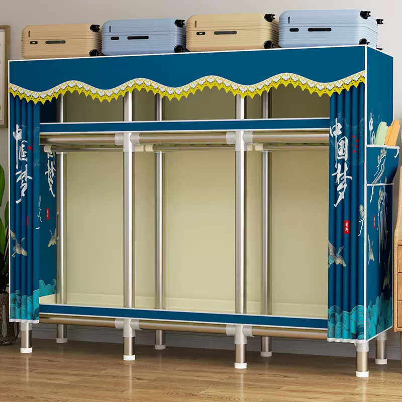 简易衣柜挂衣区多卧室家用布衣柜出租房用收纳衣橱组装挂衣柜L6