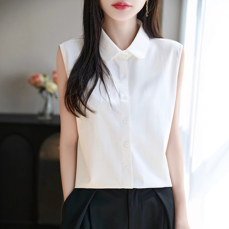 2025 Summer Poio Collar Shirt, Fashionable Inner Wear, Solid Color Sleeveless Base Shirt, Feminine, Elegant, Versatile, and Graceful