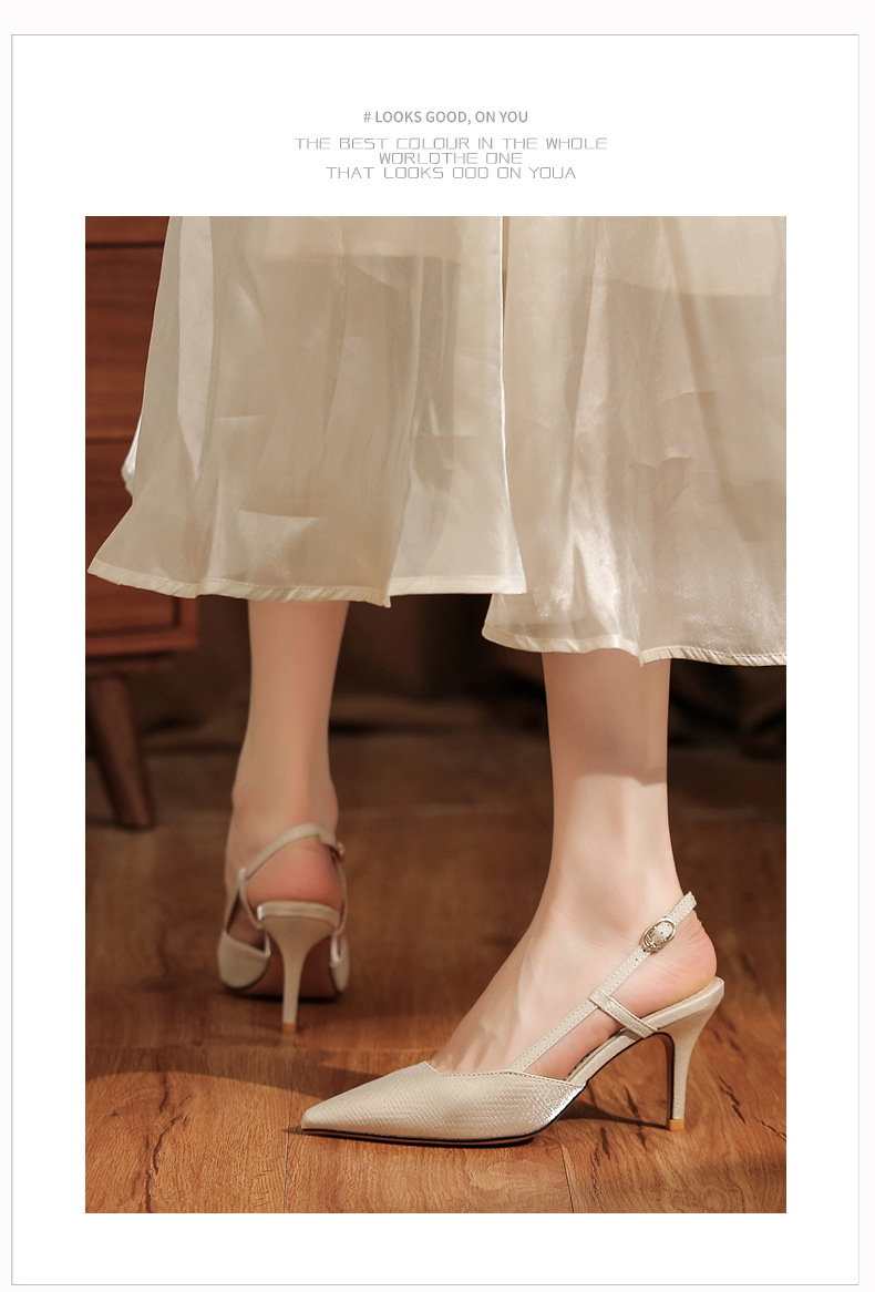 7755B Front Wrap Back Open Heel Sandals High Heels Elegant Commuting Versatile Daily Professional Temperament Women's_voghion.com
