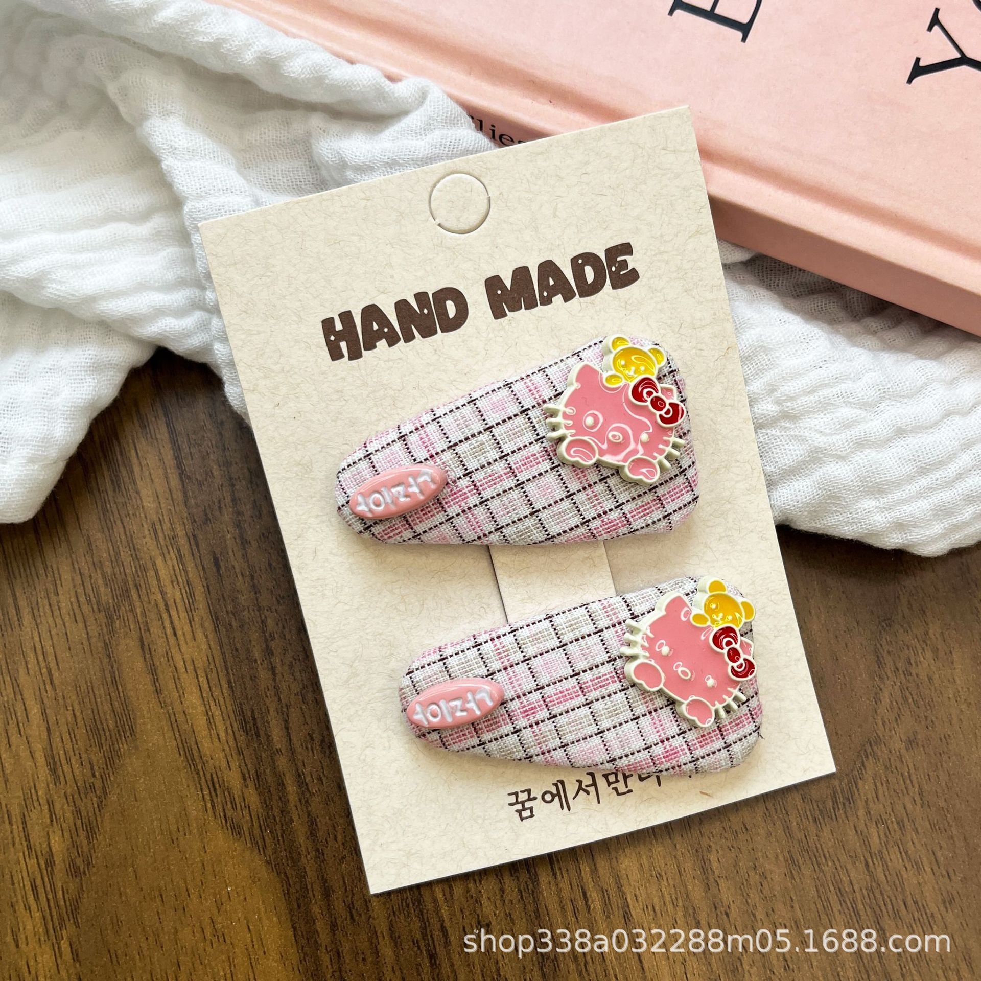 Nuevo broche de tela hecha a mano coreana para niños lindos arcos de cuadrillas BB clip para niñas adorables toques de cabello