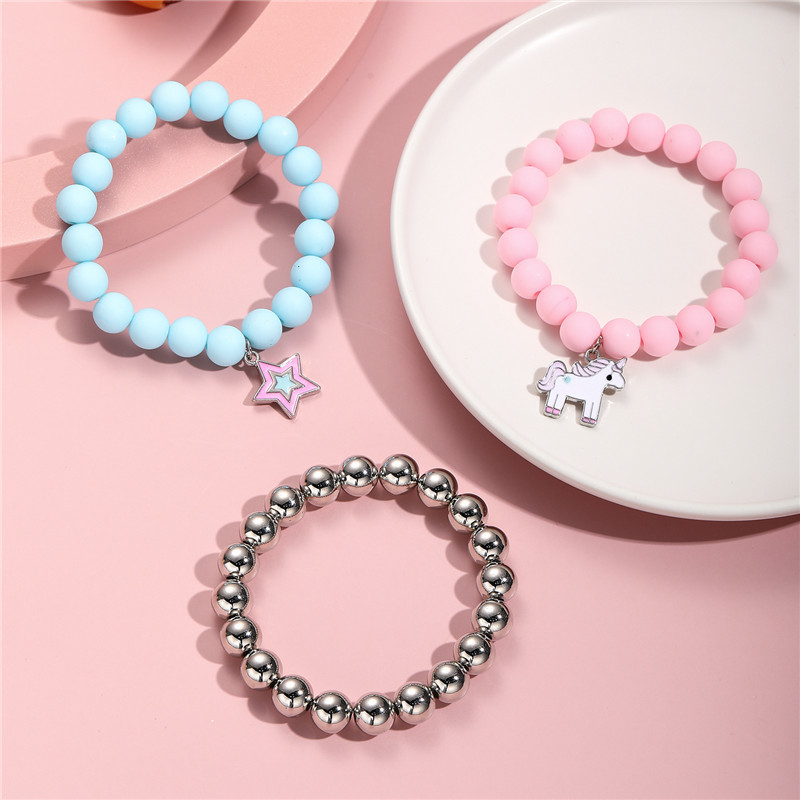 Cartoon Style Star Plastic Resin Beaded Girl's Bracelets 3 Pieces display picture 3