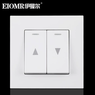 86型升降开关卷帘开关面板白色自动复位电动窗帘百叶窗升降开关