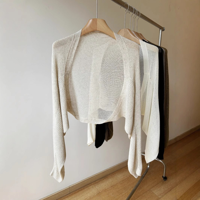 Explosive version of the upgraded texture cool linen sweater cardigan small waistcoat lazy sense loose sunscreen shawl outside