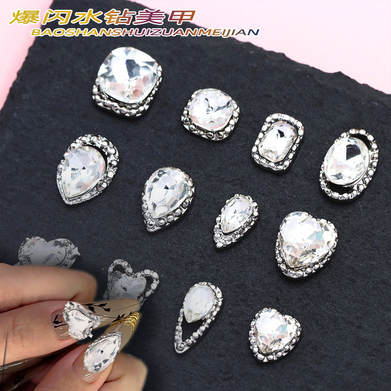 Edge alloy super flash rhinestone nail jewelry white red new metal butterfly love nail accessories wholesale Edge alloy super flash rhinestone nail jewelry white red new metal butterfly love nail accessories wholesale