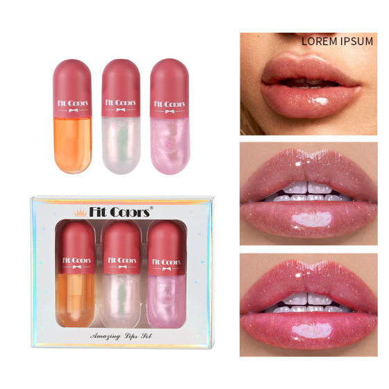 Cross-border hot-selling lip dye liquid pearlescent fine flash moisturizing moisturizing temperature control color changing lip oil lip gloss liquid set box