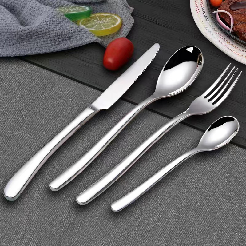 Cuchara de acero inoxidable no magnética Tenedor cena cuchillo Moonlight occidental vajilla traje cuatro piezas principales engrosada cena cuchillo regalo del hotel 666