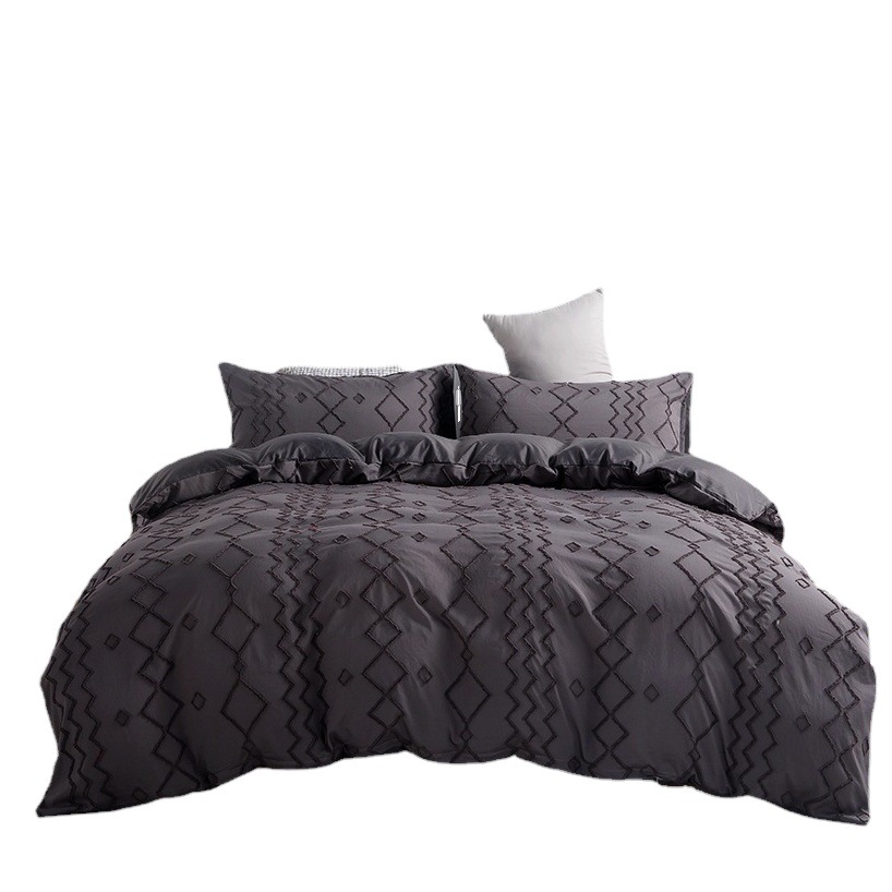 Kit de textiles para el hogar transfronterizos en stock flor cortada color sólido conjunto de tres piezas de una pieza de entrega cubierta duver fábrica al por mayor